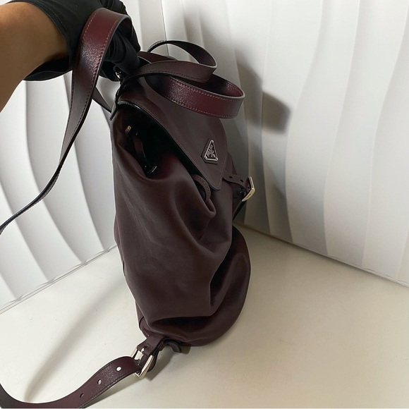 PRADA Burgundy Leather Drawstring Backpack - Picture 3 of 11